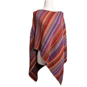 Soft Surroundings Multi Color‎ Striped Knit Poncho One Size 1AH43 Orange Purple